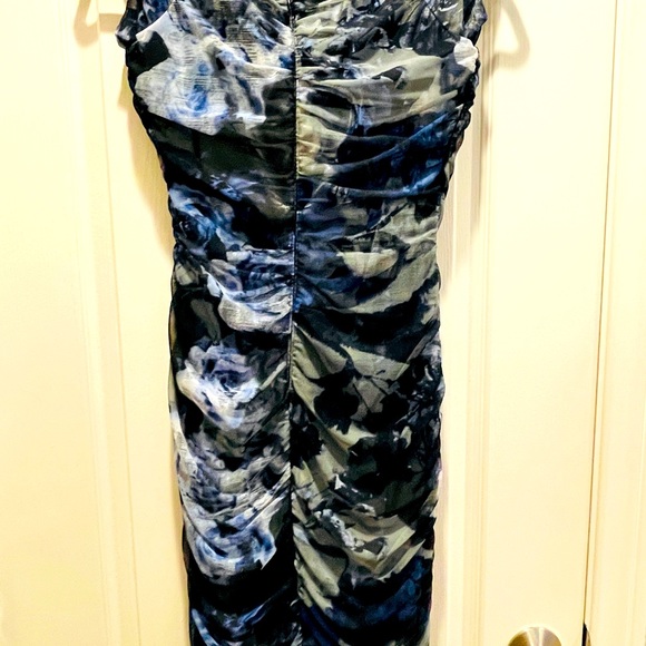Alex Evenings Blue Floral Ruched Cocktail Dress, Size 4 - Picture 8 of 8